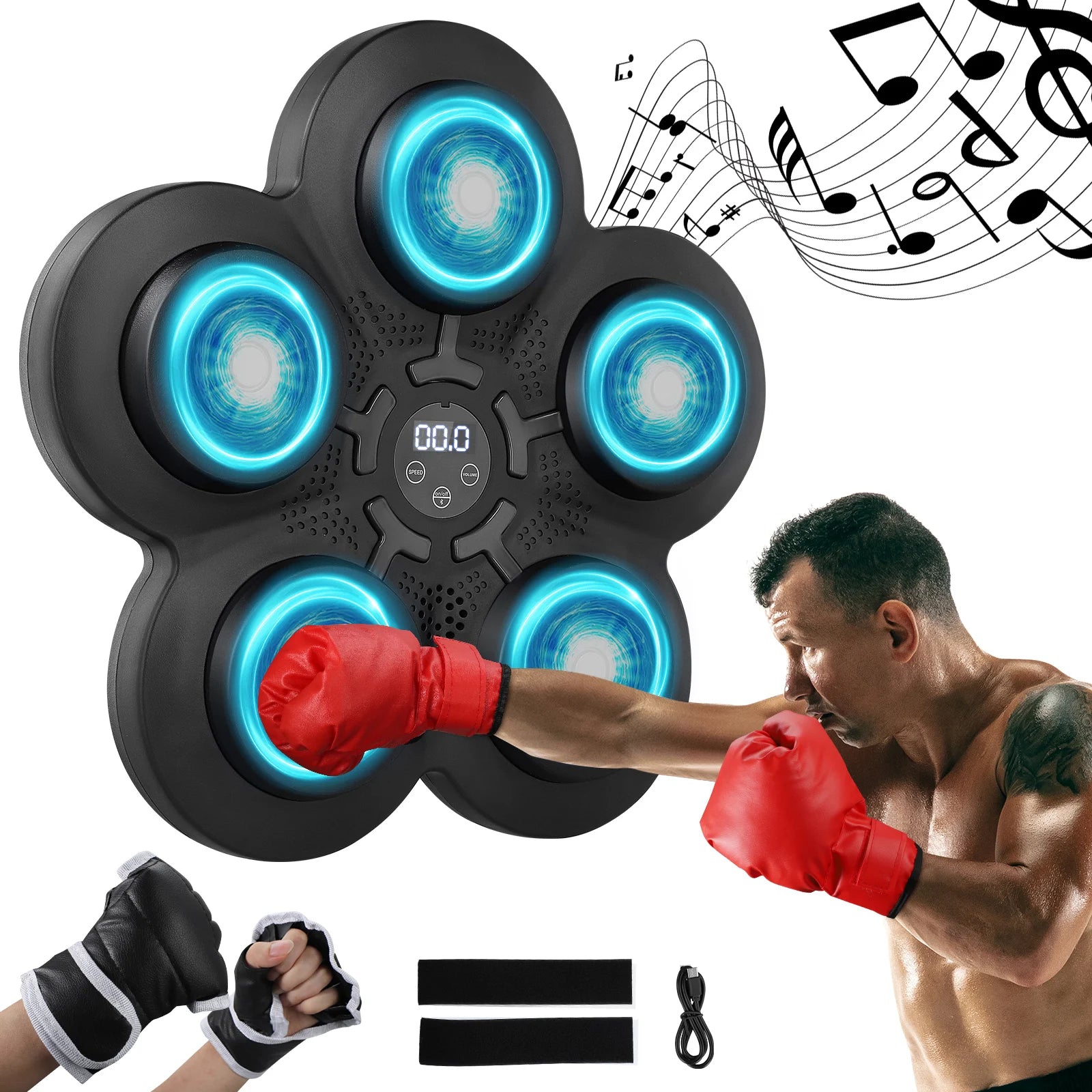 Music Boxing Machine Music Electronic Boxing Wall Target Boxing Machine with 5 Lights and Bluetooth Sensor