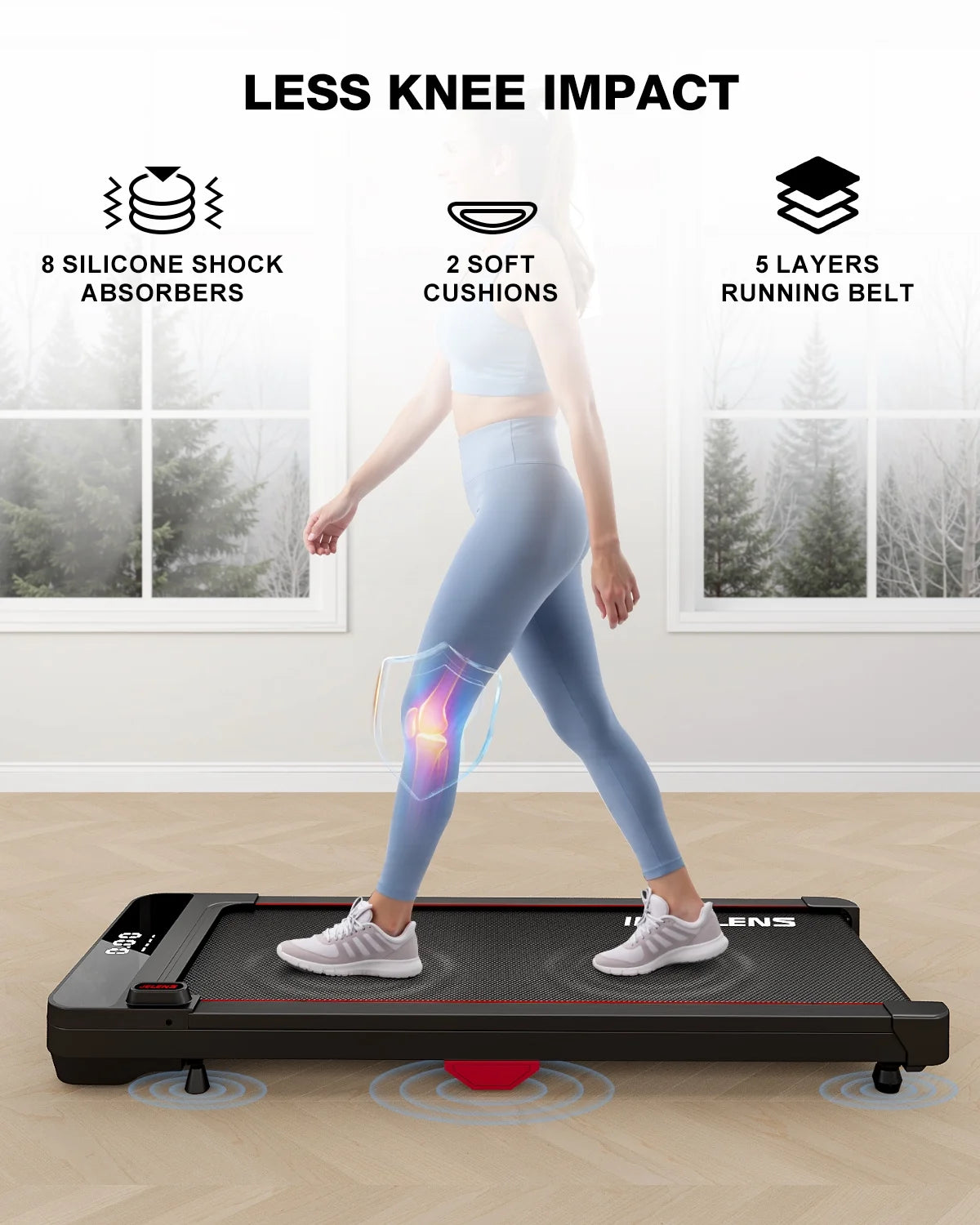 Walking Pad, under Desk Treadmill, 2.5HP Portable Treadmills for Home Office, Walking Jogging Machine with Remote Control, LED Display